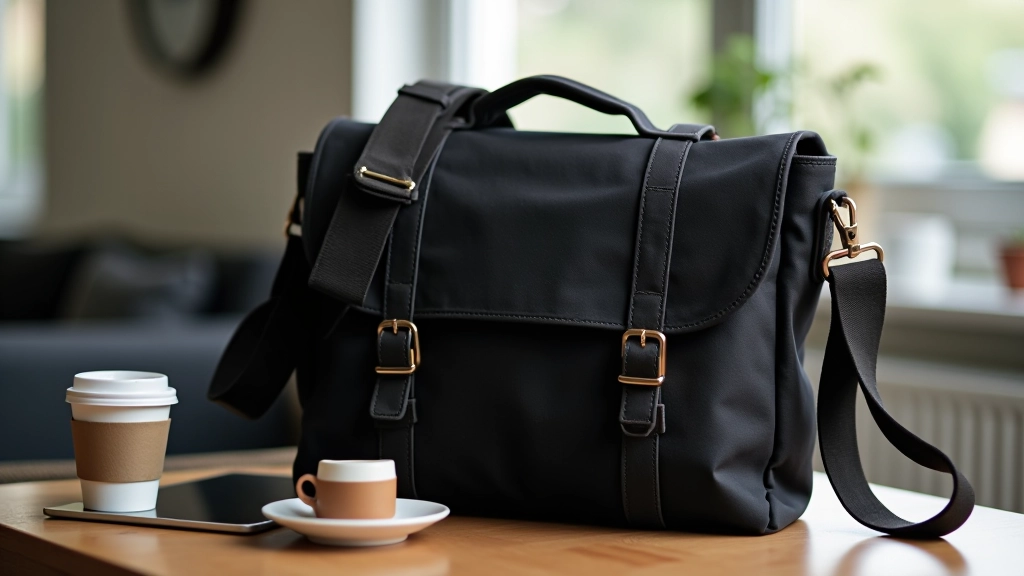 Telšiai Compact Messenger in black waxed canvas